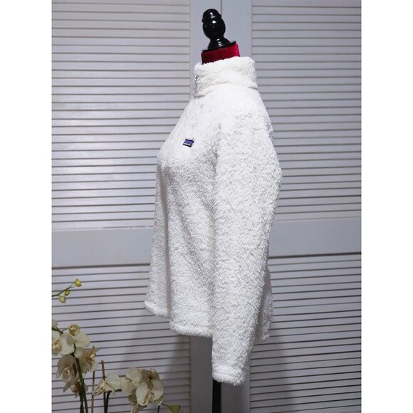 Patagonia Women's Ivory Sherpa Fleece 1/4 Zip Pullover Size Medium 2205 - Picture 4 of 14